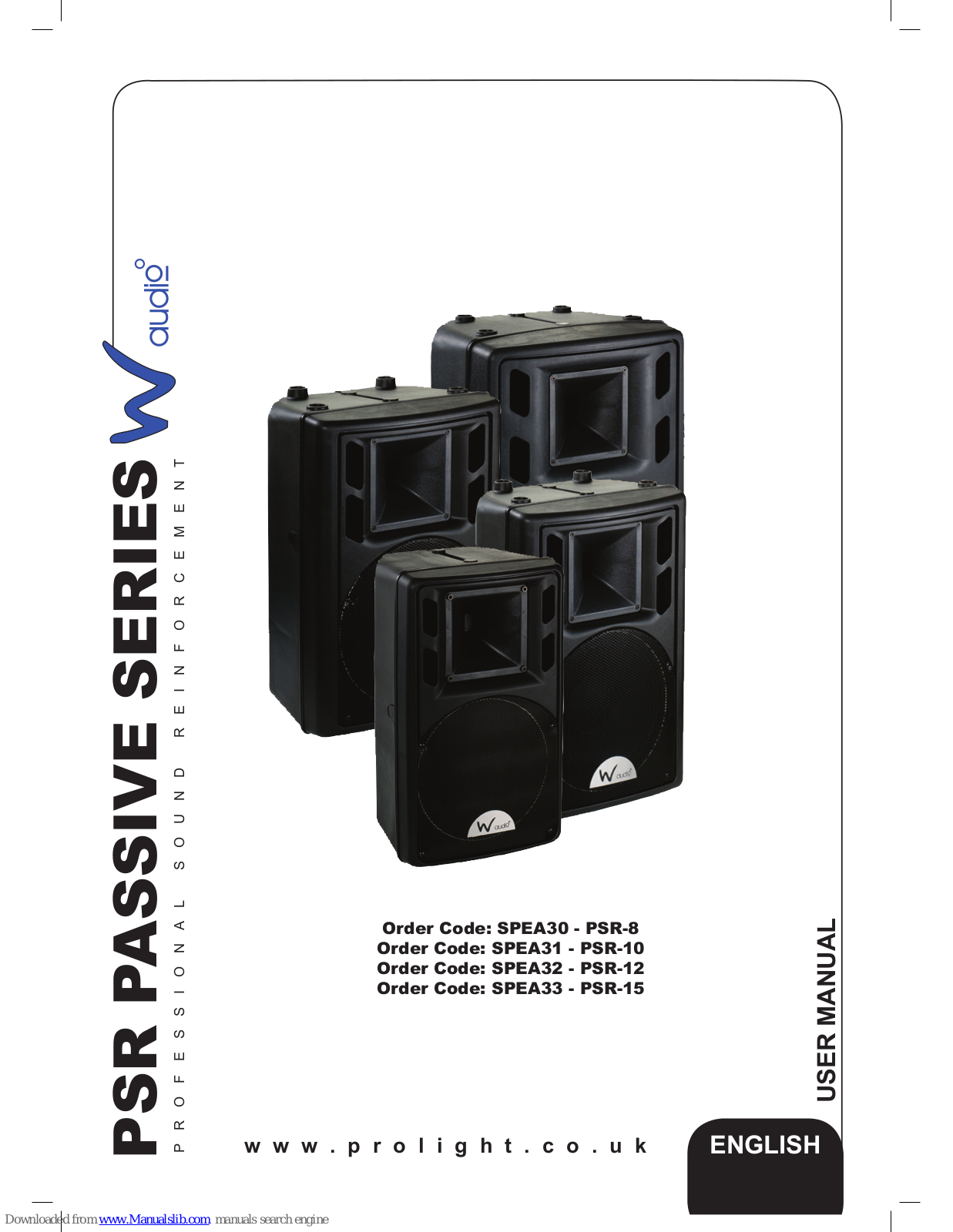 W Audio PSR-8, PSR-10, PSR-12, PSR-15 User Manual