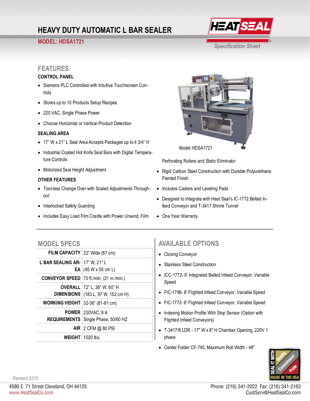 Heat Seal HDSA1721 User Manual