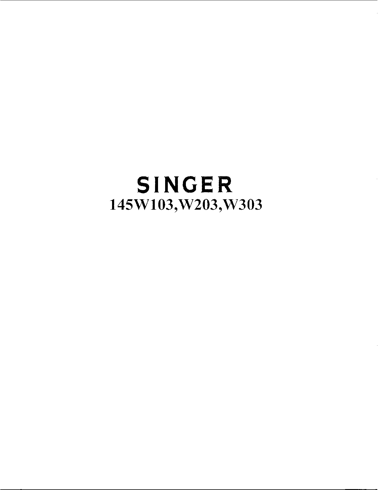 Singer W303, 145W103 User Manual