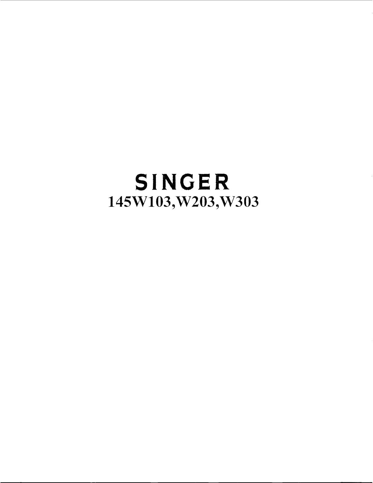 Singer W303, 145W103 User Manual