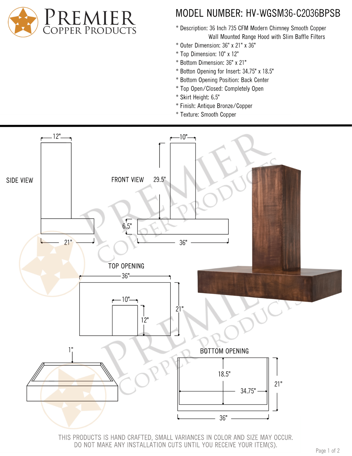 Premier Copper Products IER10106 Specifications - ManualMachine.com