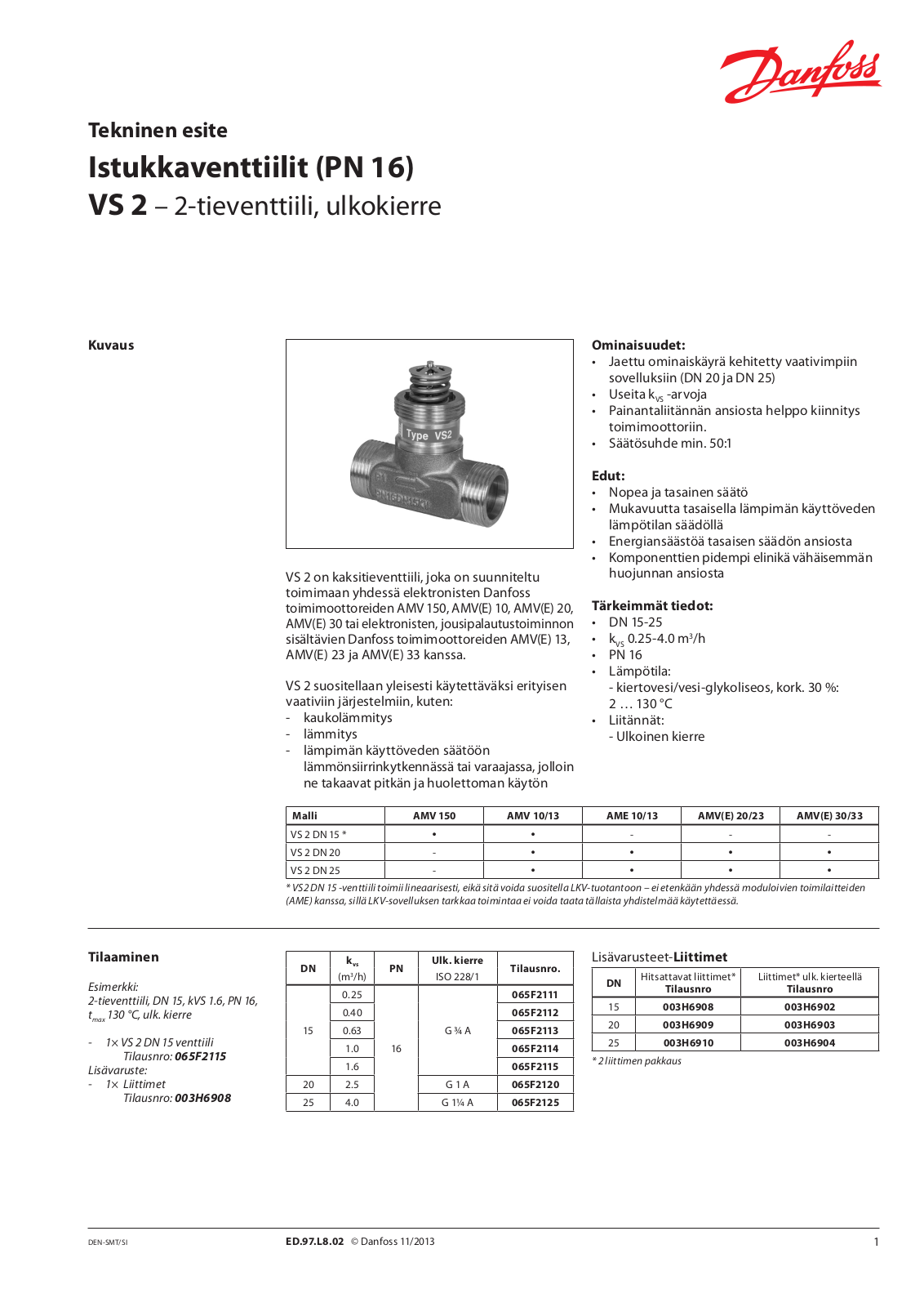 Danfoss VS 2 Data sheet