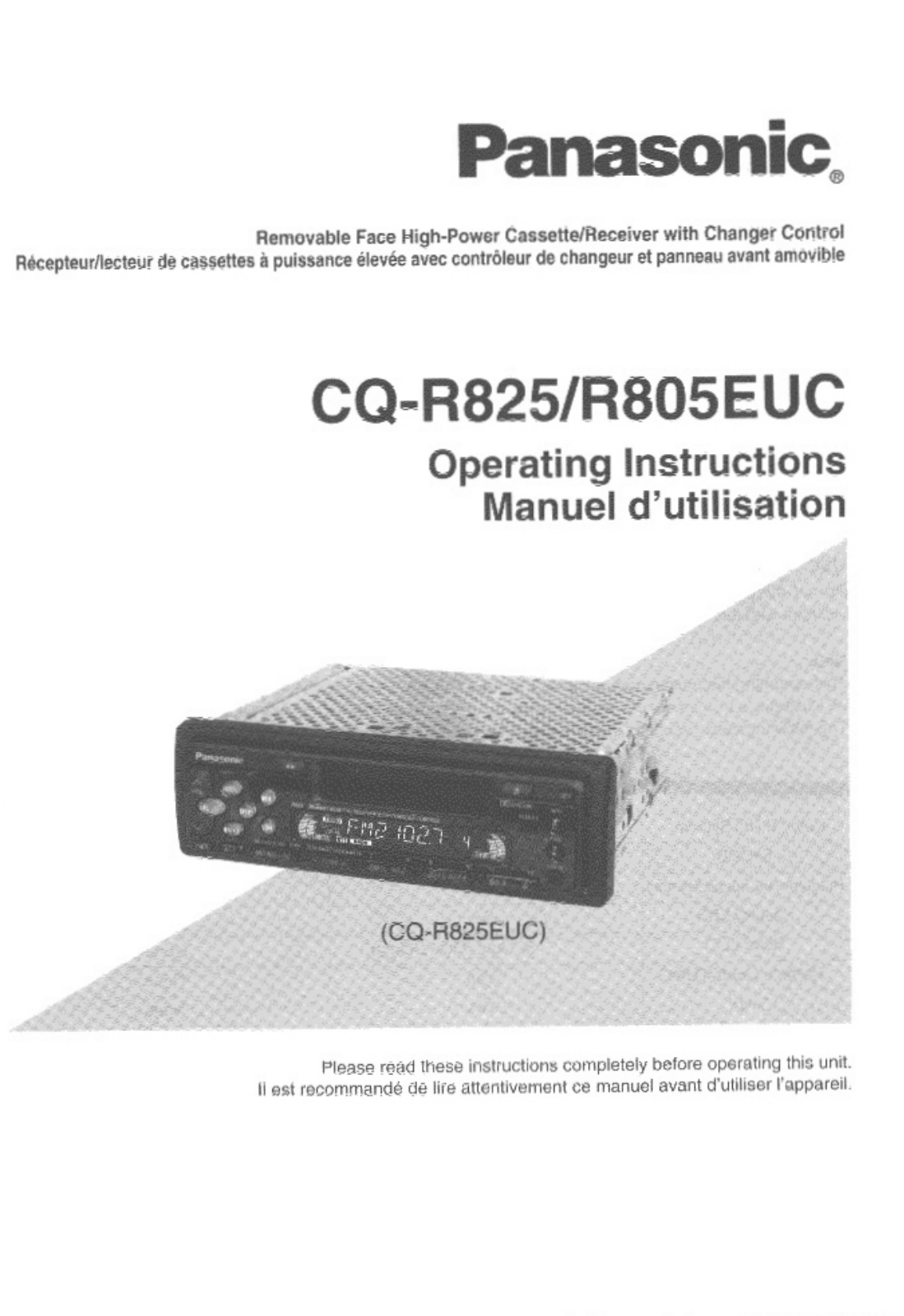 Panasonic cq-r825euc Operation Manual
