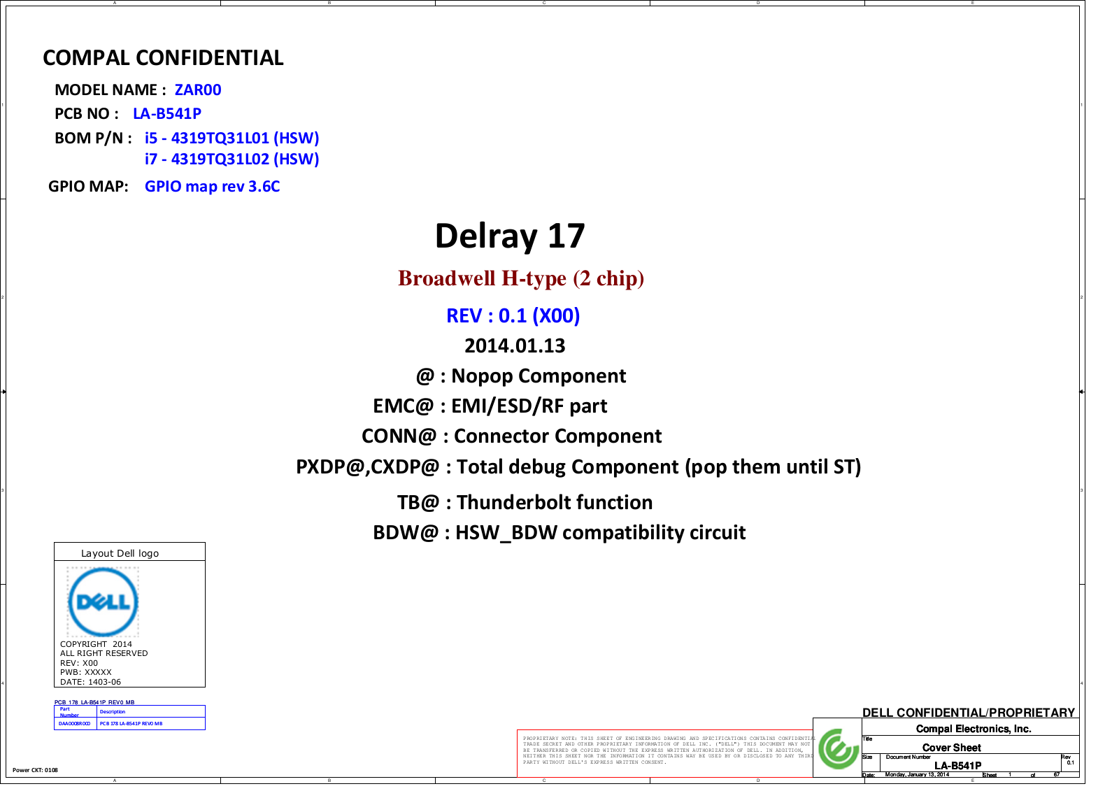 Compal LA-B541P ZAR00 Delray 17 Schematic