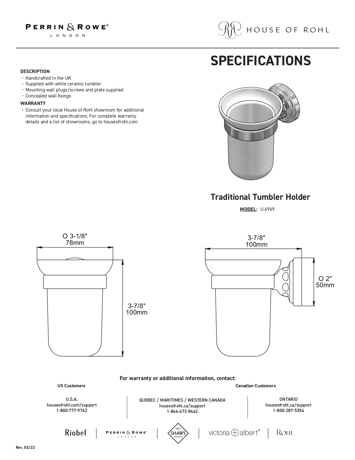 Perrin & Rowe PRWE1476 Specifications - ManualMachine.com