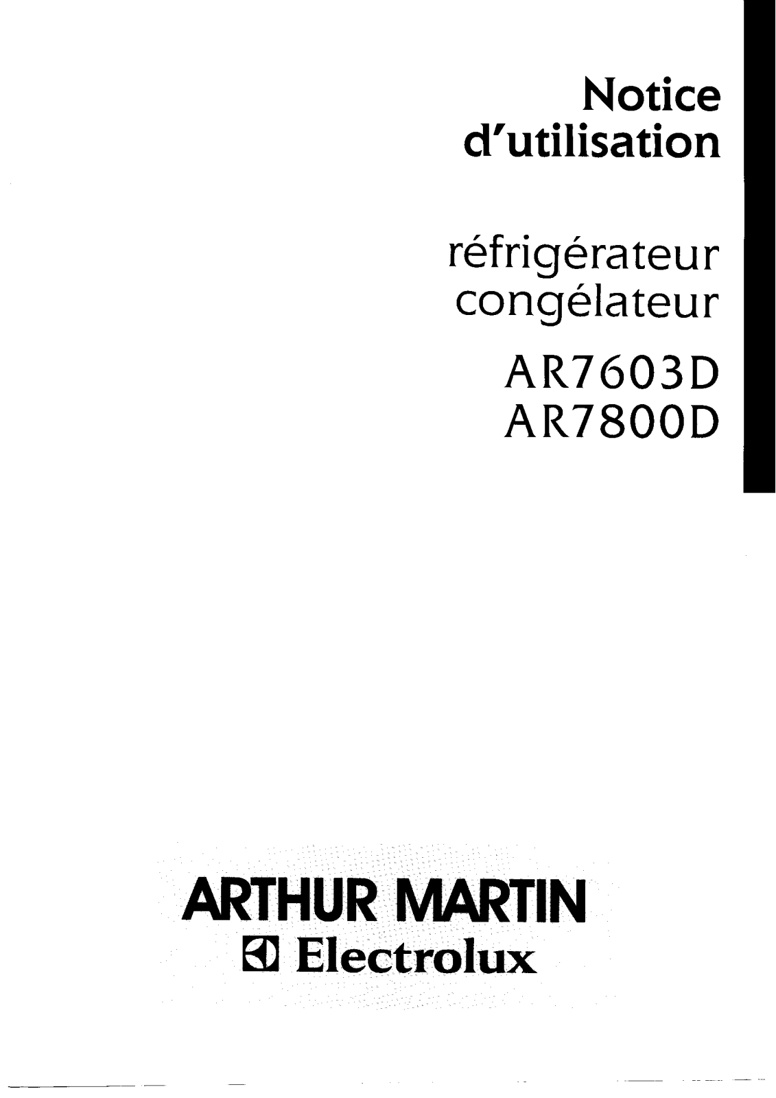 Arthur martin AR7603D, AR7800D User Manual