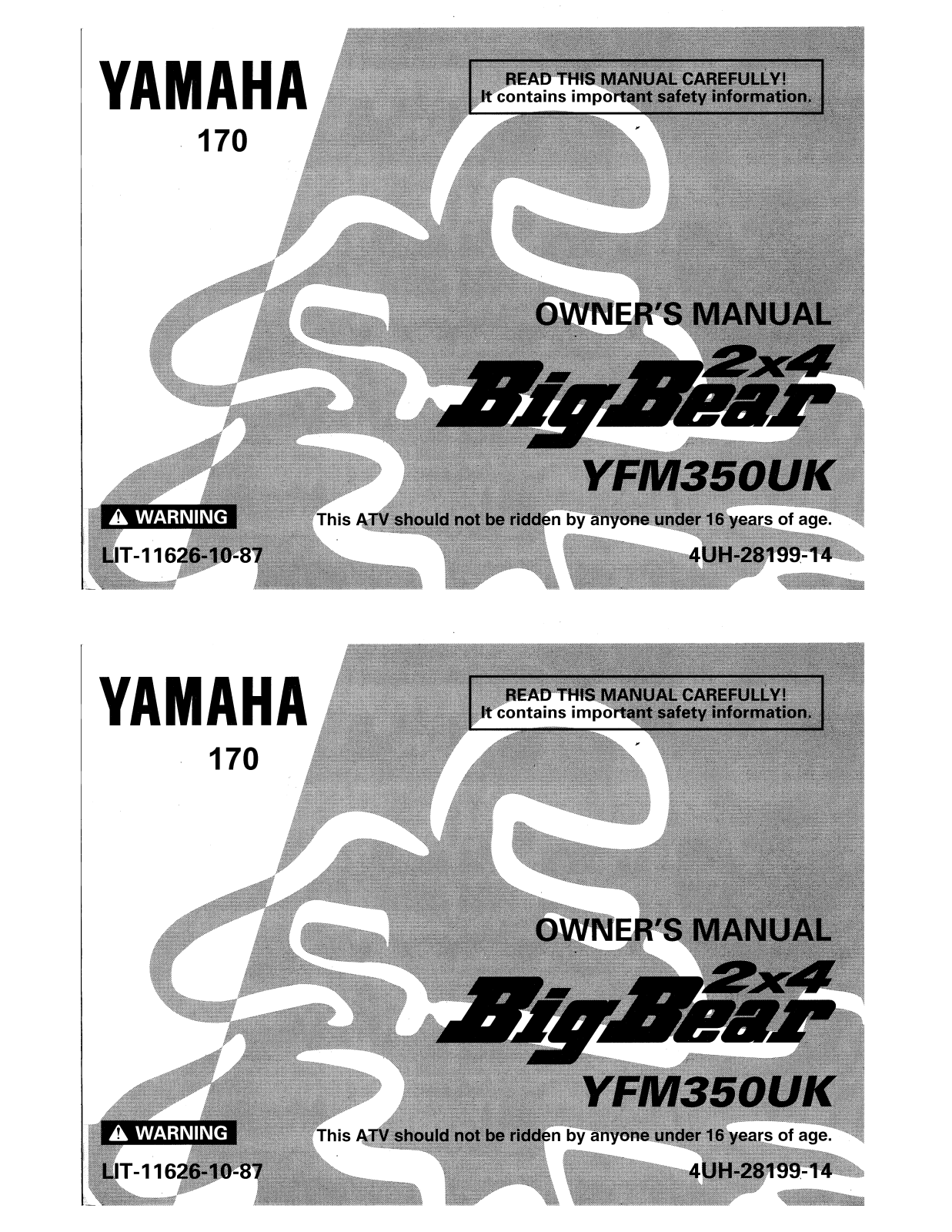 Yamaha YFM350UK User Manual