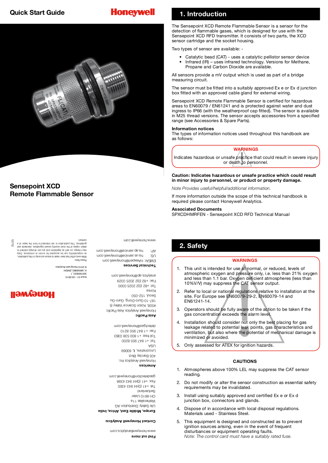 Honeywell Sensepoint XCD RFD Quick Start Guide