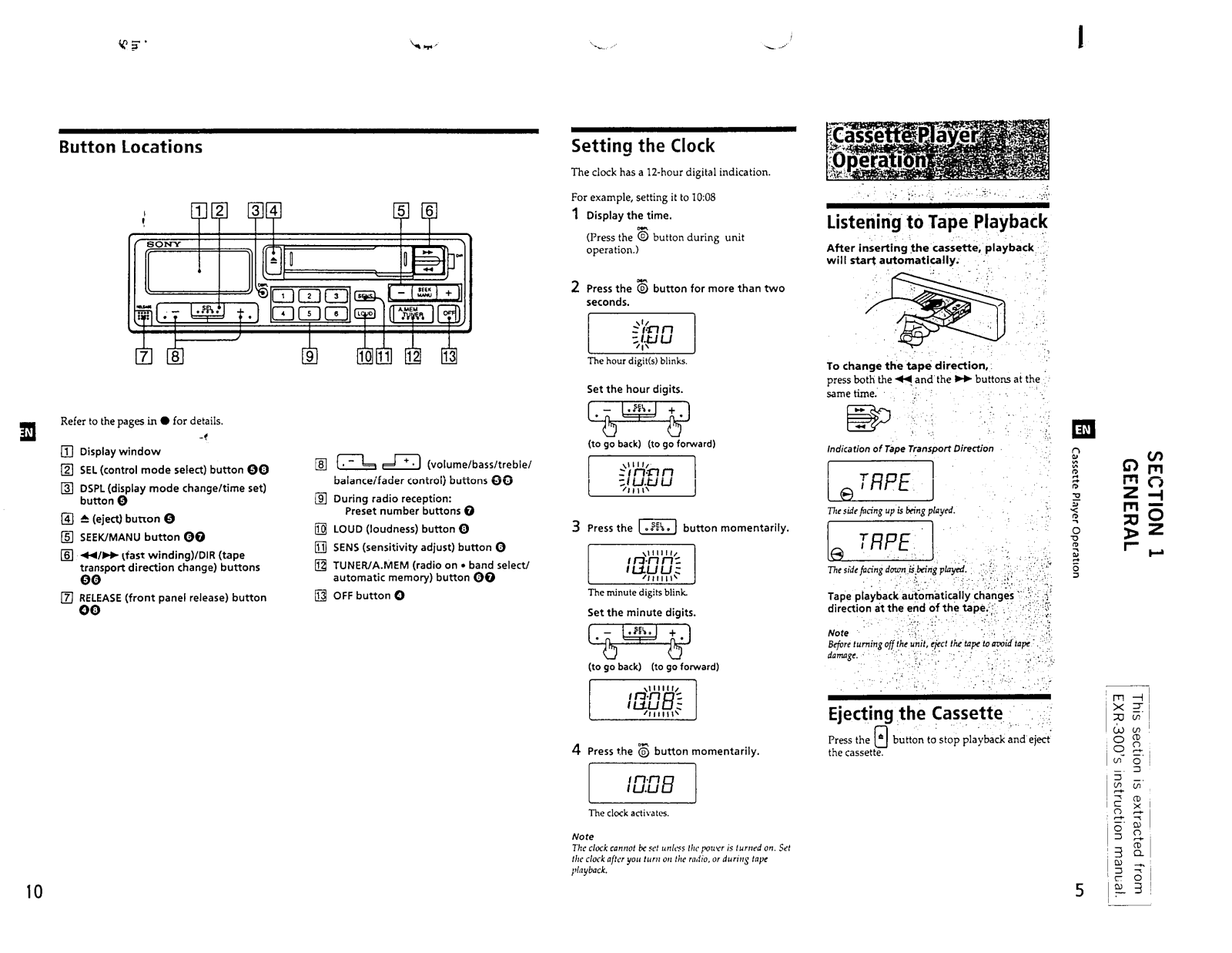 Sony EXR-300 Operating Manual