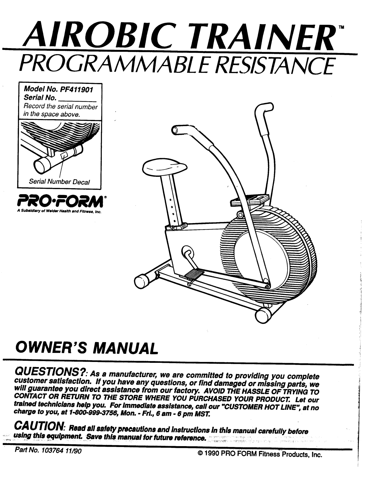 ProForm PF411901 User Manual