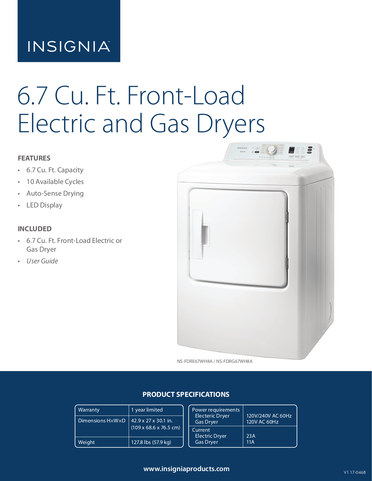 Insignia NS-FDRE67WH8A, NS-FDRG67WH8A User Manual