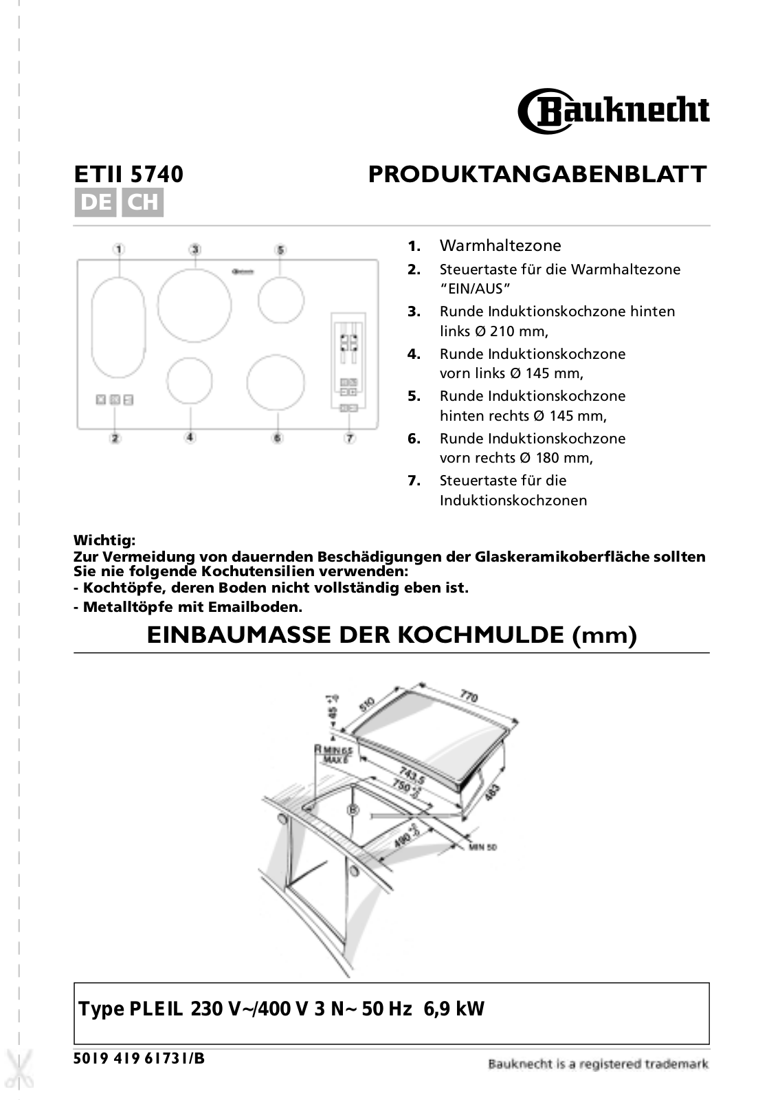 Whirlpool ETII 5740 IN PROGRAM CHART