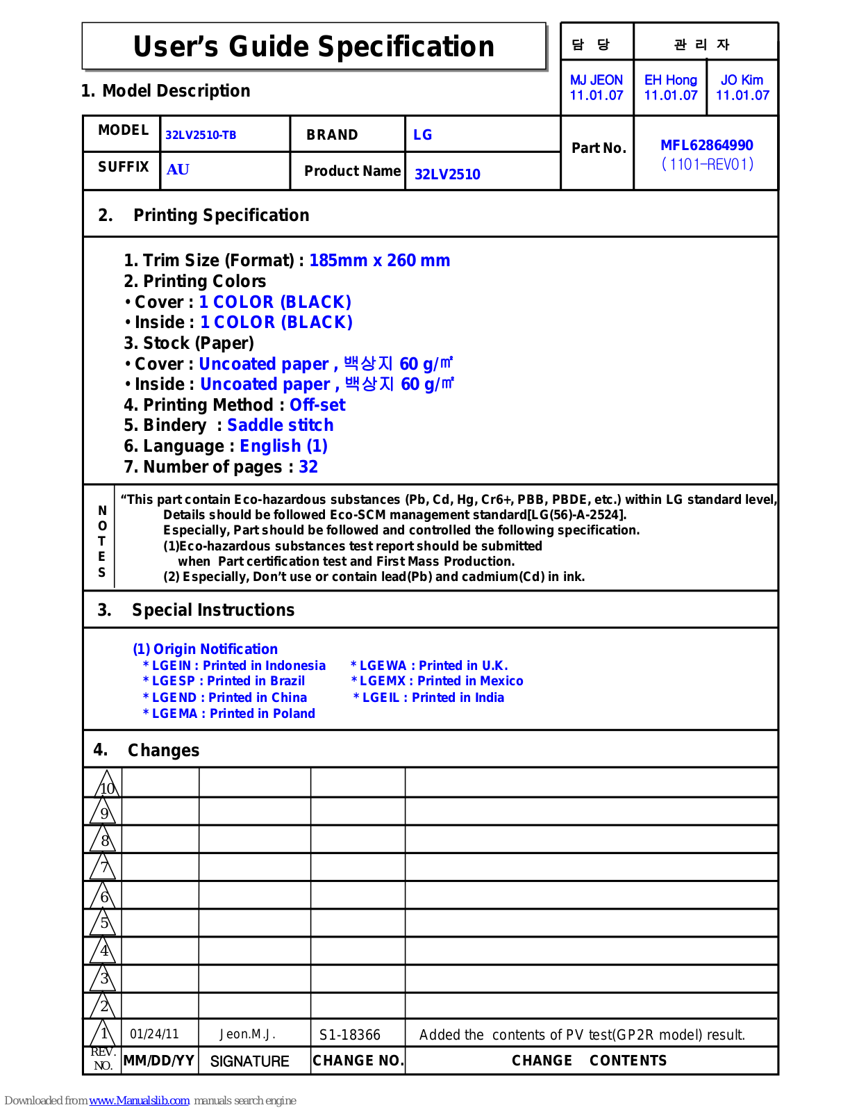 LG 22LK33 Series, 32LK43 Series, 32LK33 Series, 26LK33 Series, 42LK43 Series Owner's Manual