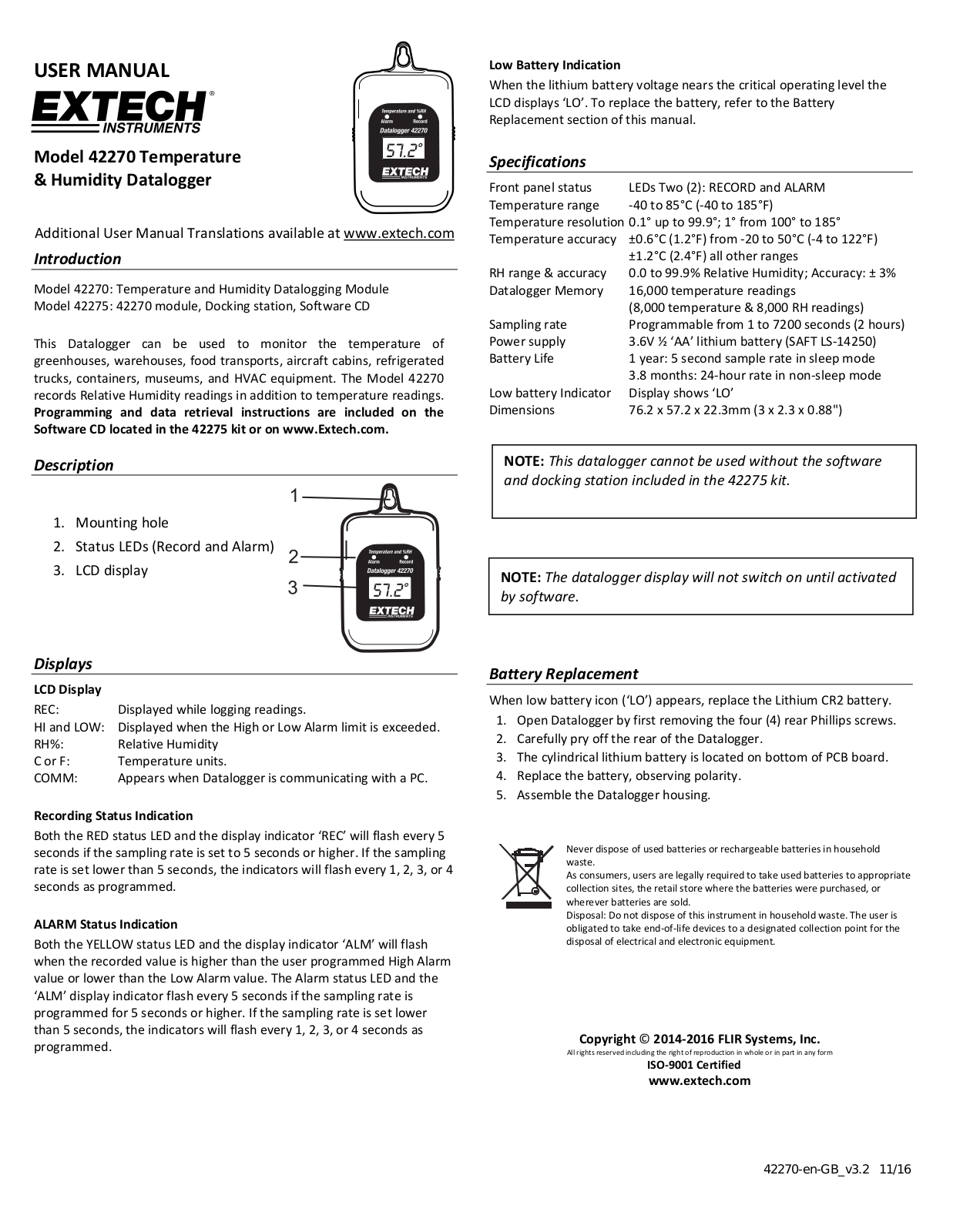 Extech 42270 Operating Manual