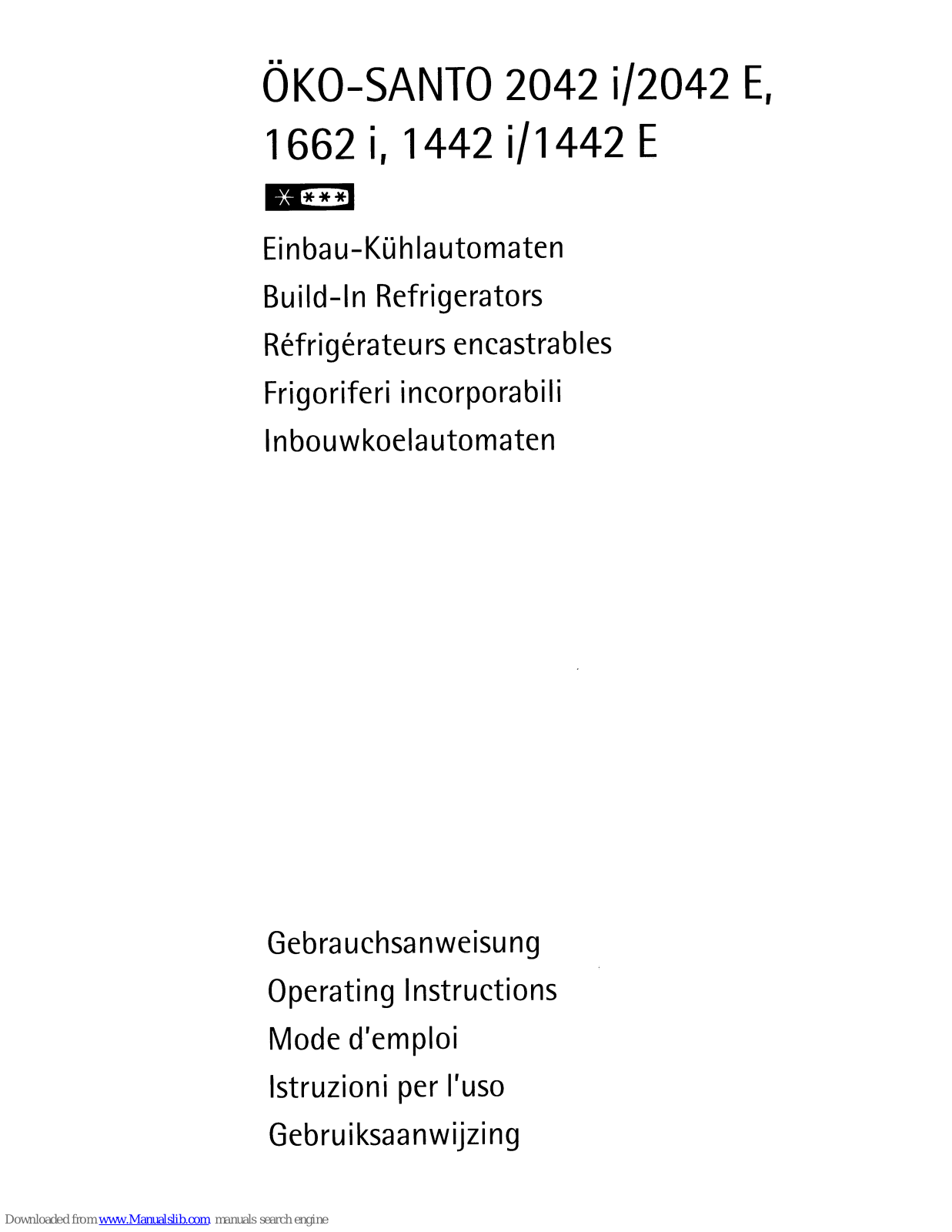 AEG OKO-Santo 1662 i, ÖKO-SANTO 2042 E, OKO-Santo 1442 E, ÖKO-SANTO 2042 i, ÖKO-SANTO 1442 i User Manual