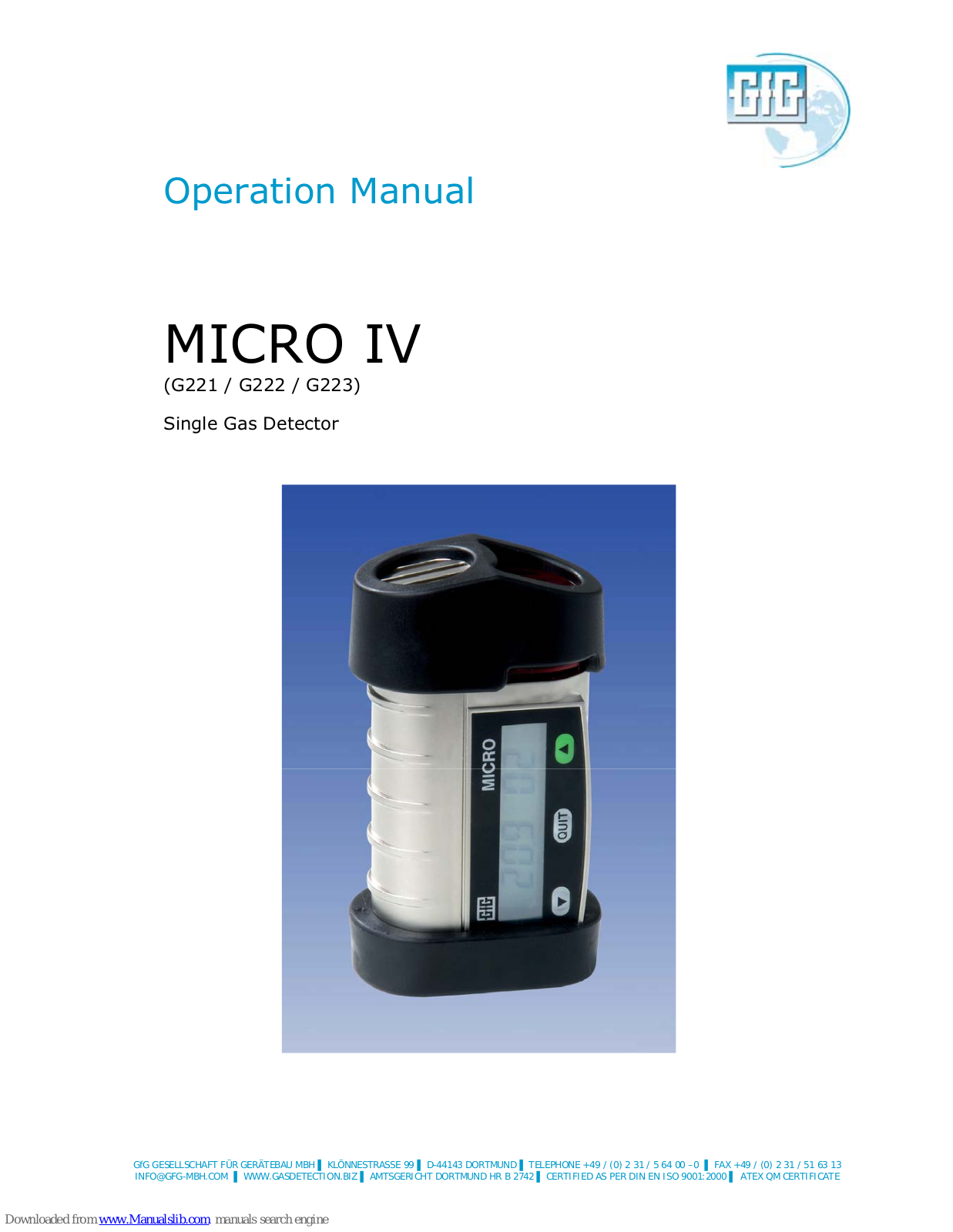 GIG MICRO IV G221, MICRO IV G222, MICRO IV G223 Operation Manual