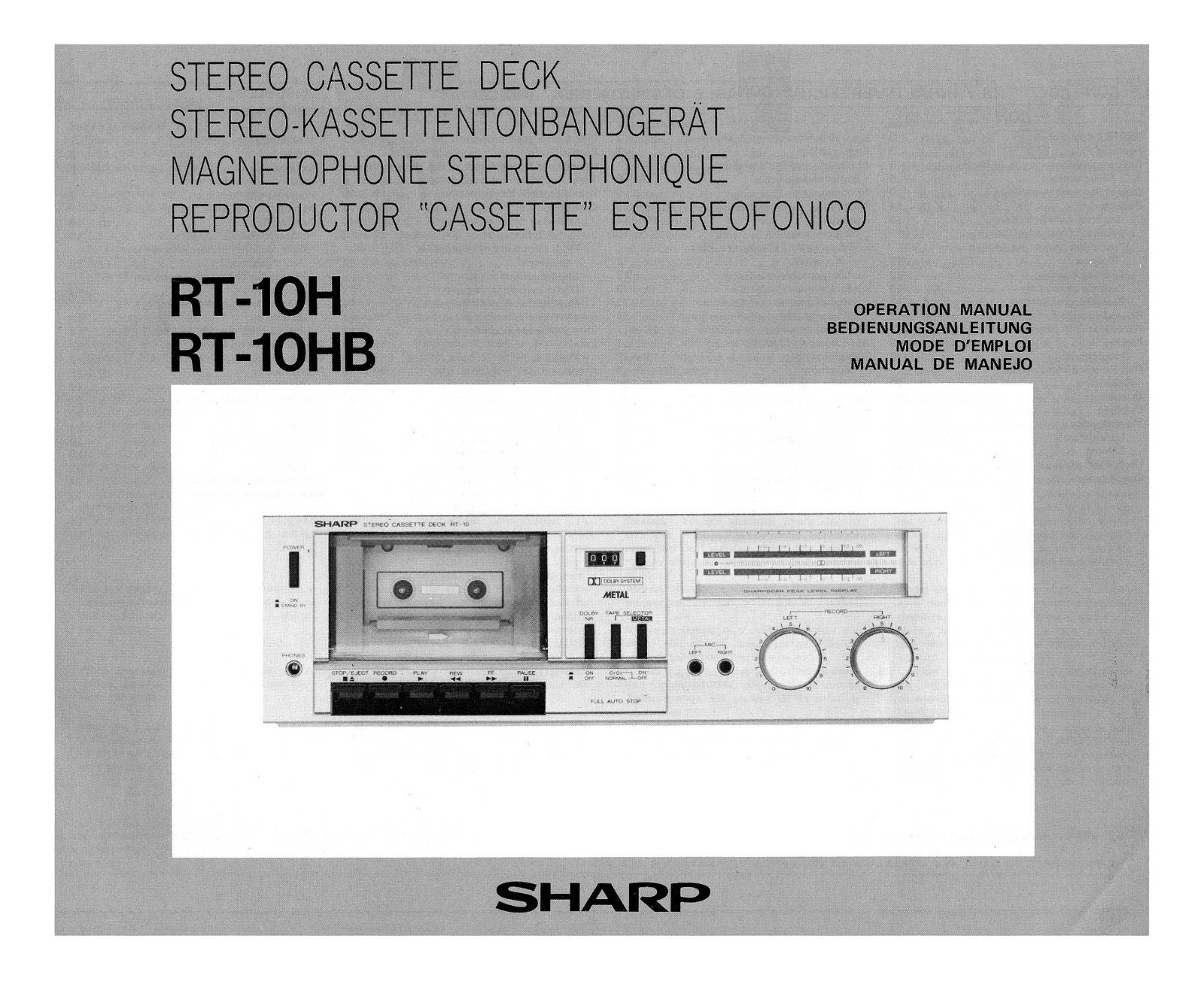 Sharp RT-10-H, RT-10-HB Service manual