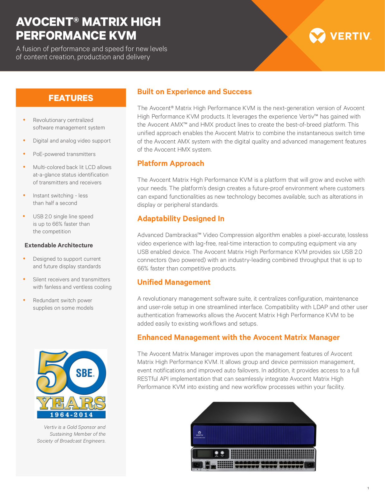 Avocent MXR5110-201 Product Data Sheet