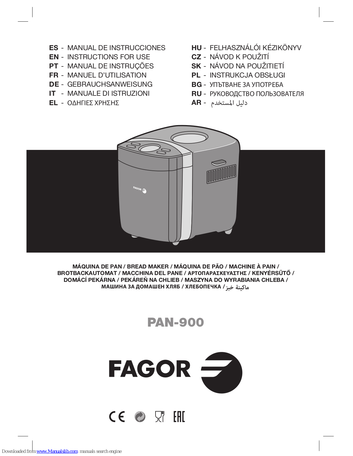 Fagor PAN-900 User Manual