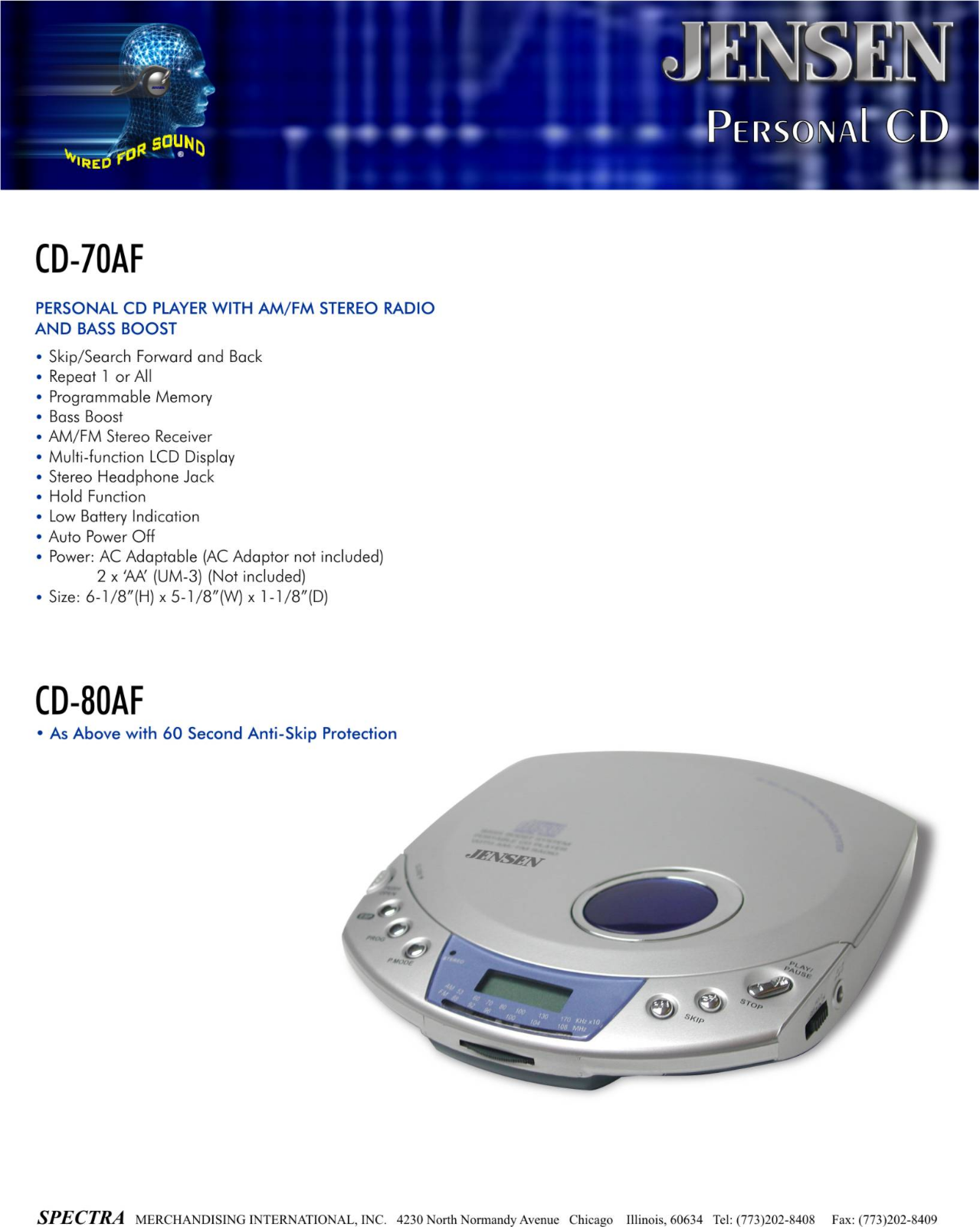 Jensen CD-80AF, CD-70AF User Manual