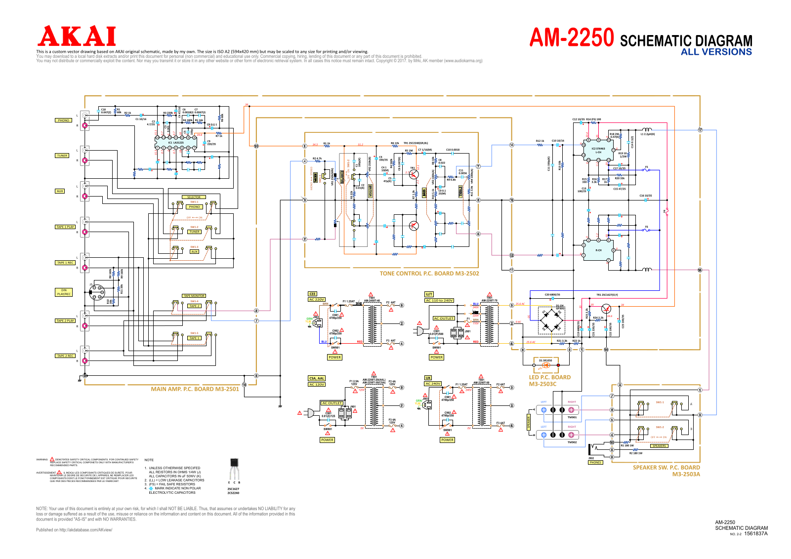 Akai AM-2250 Schematic