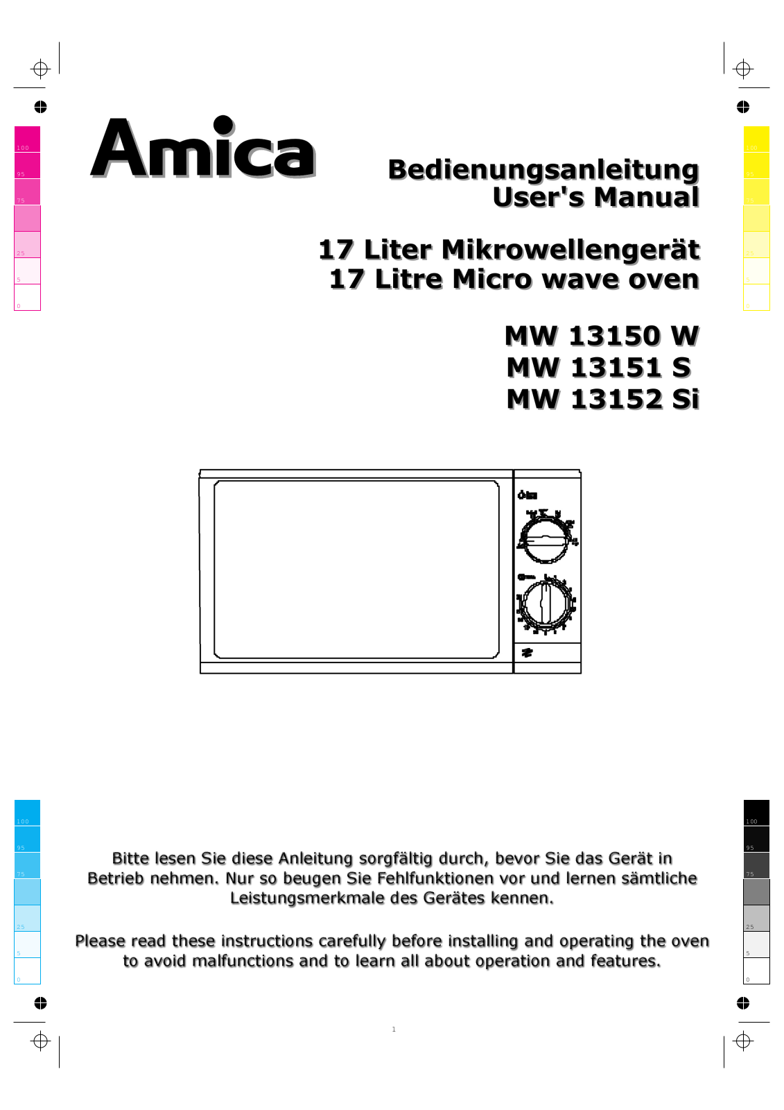 Amica MW 13151 S, MW 13152 Si, MW 13150 W User Manual