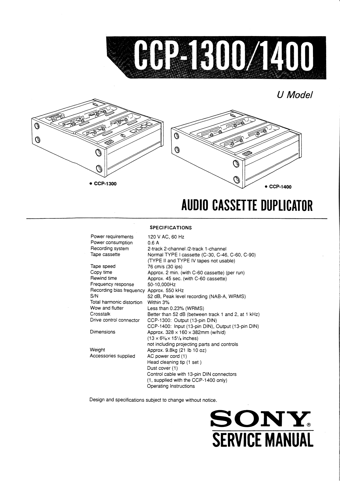 SONY CCP1300, CCP1400 Service Manual