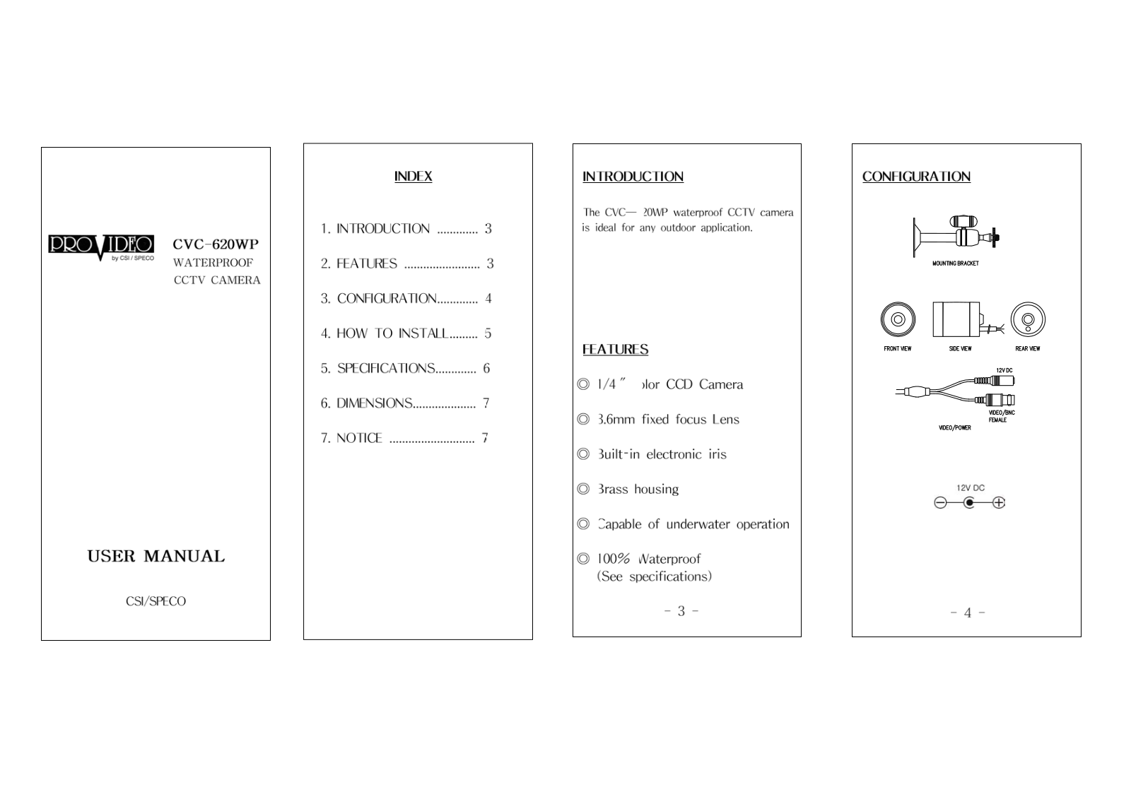 Speco Technologies CVC-620WP User Manual