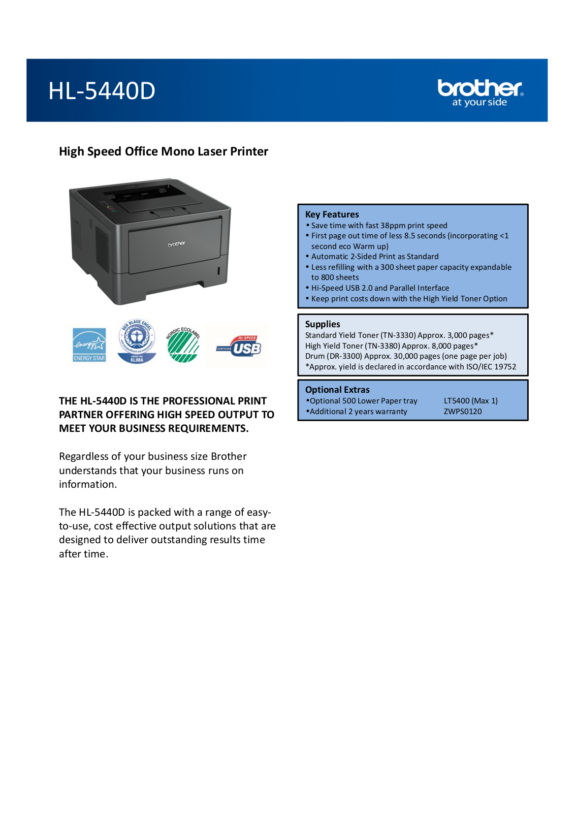 Brother HL-5440d Datasheet