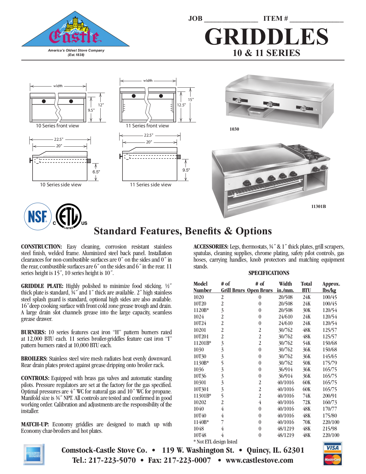 Comstock Castle 10201 User Manual