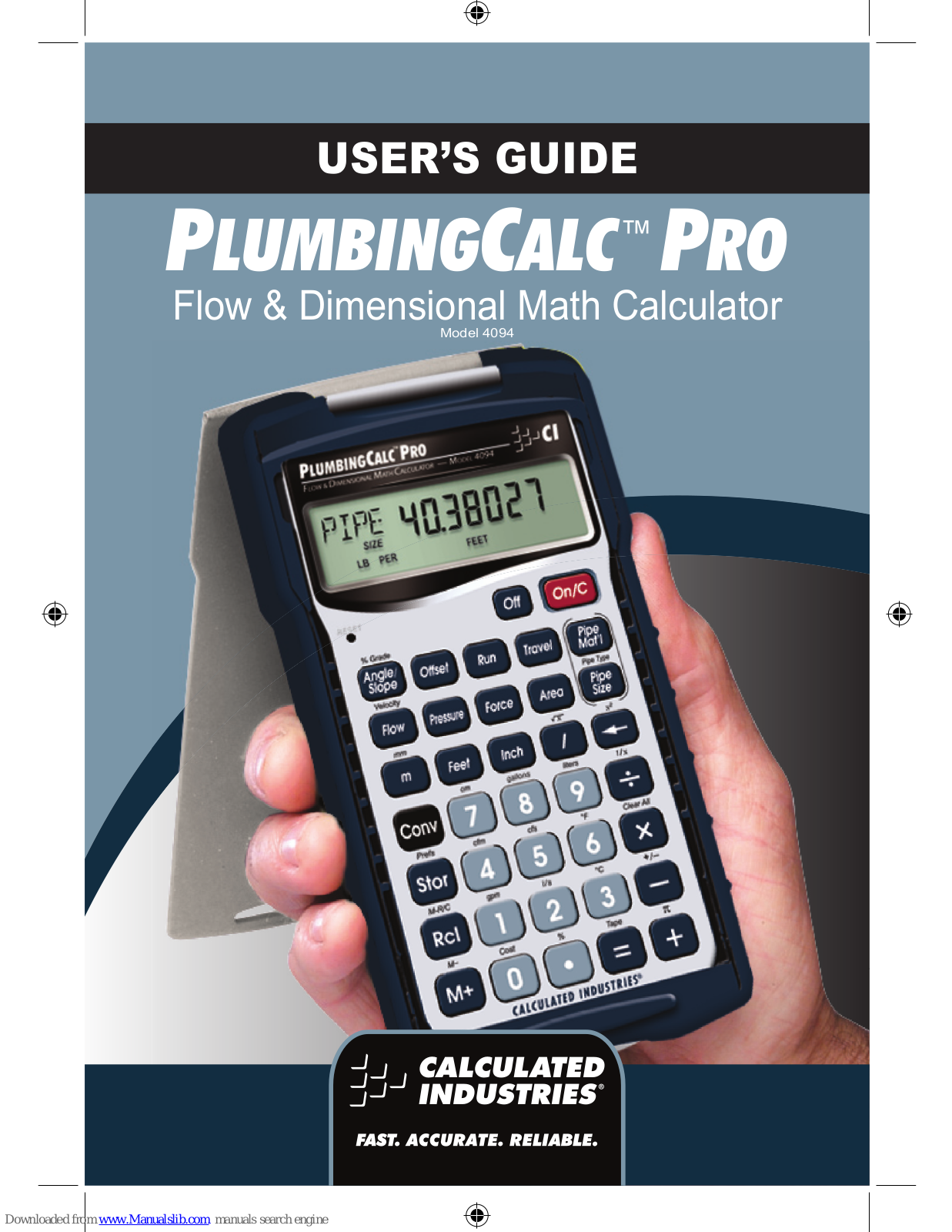 Calculated Industries PlumbingCalc Pro User Manual