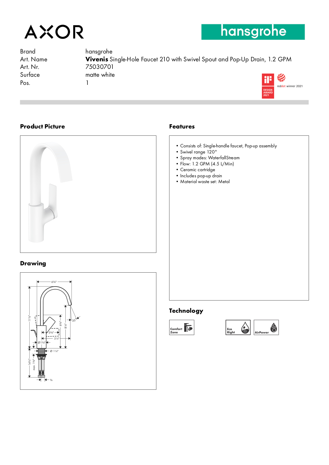 Hansgrohe GCDC1985 Specifications - ManualMachine.com