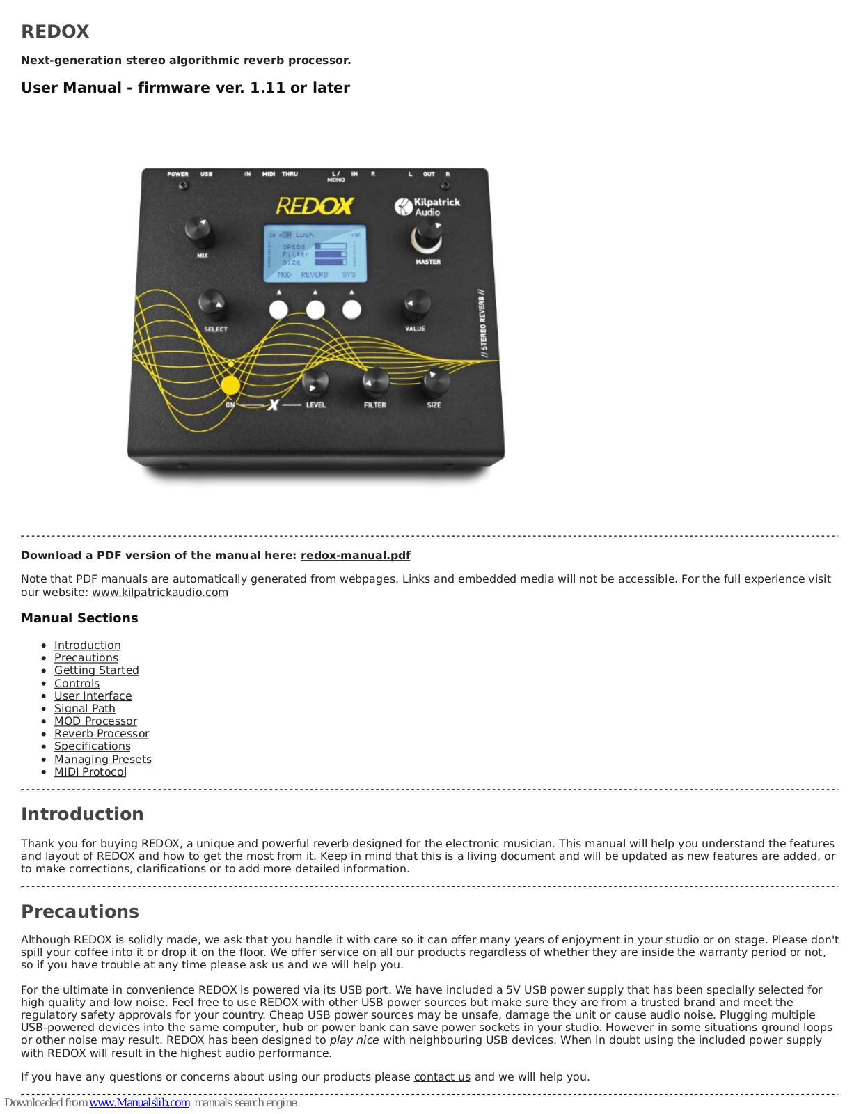 Kilpatrick Audio REDOX User Manual