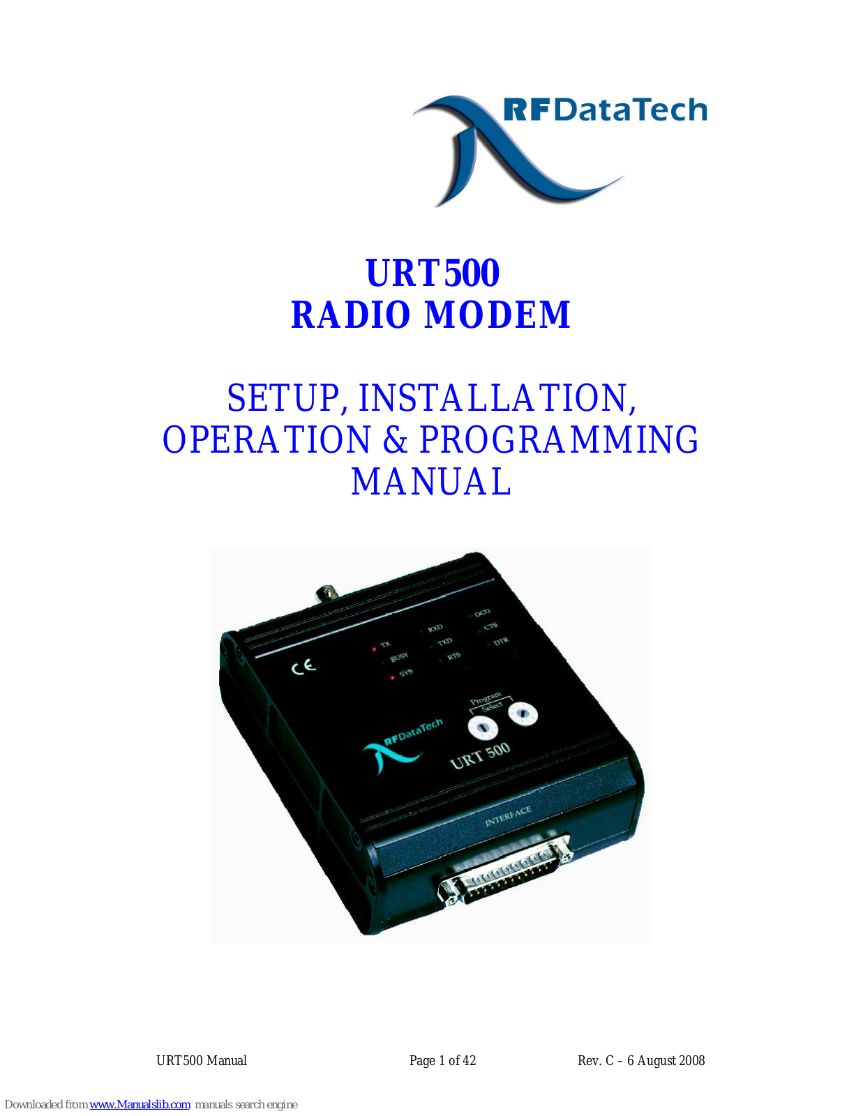 RFDATATECH URT-500 Setup, Installation, Operation & Programming Manual