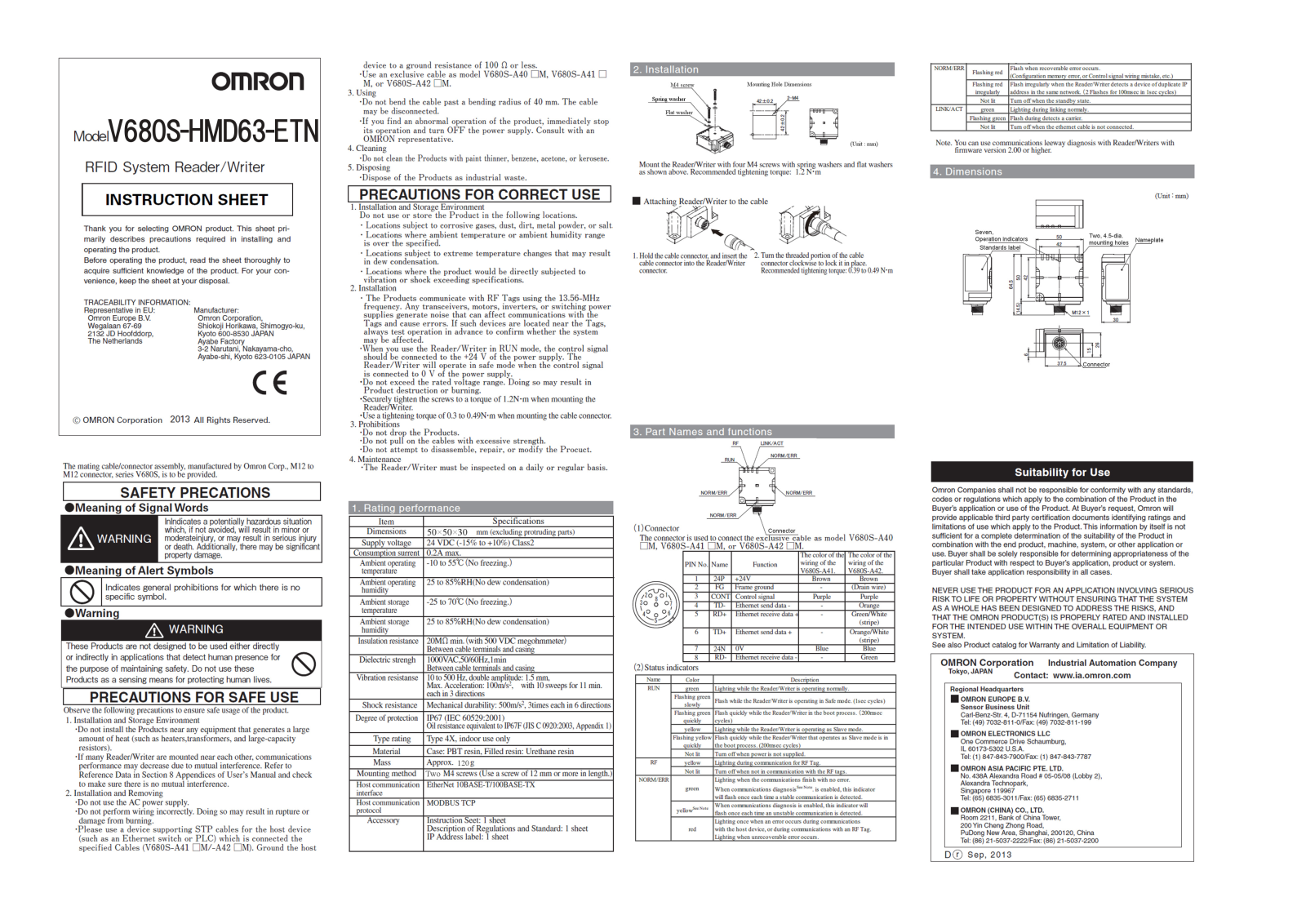 Omron V680S63 User Manual