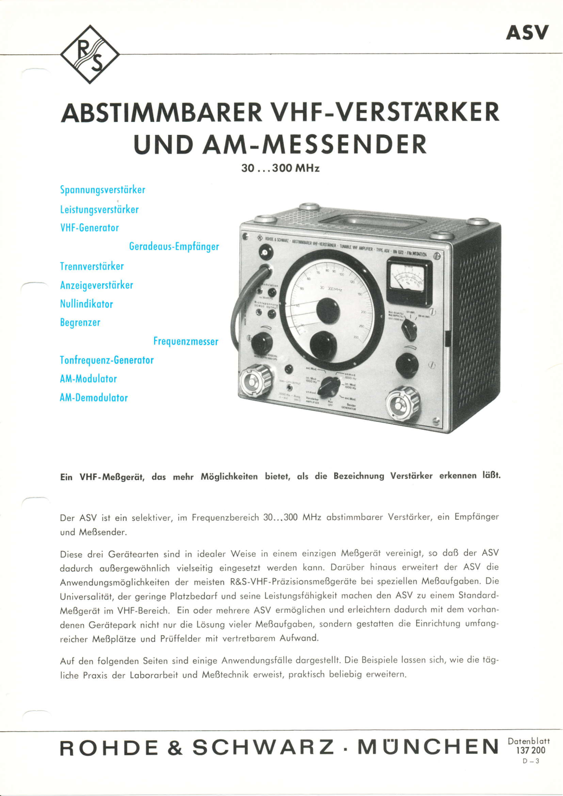 Rohde & Schwarz ASV Datasheet - ManualMachine.com