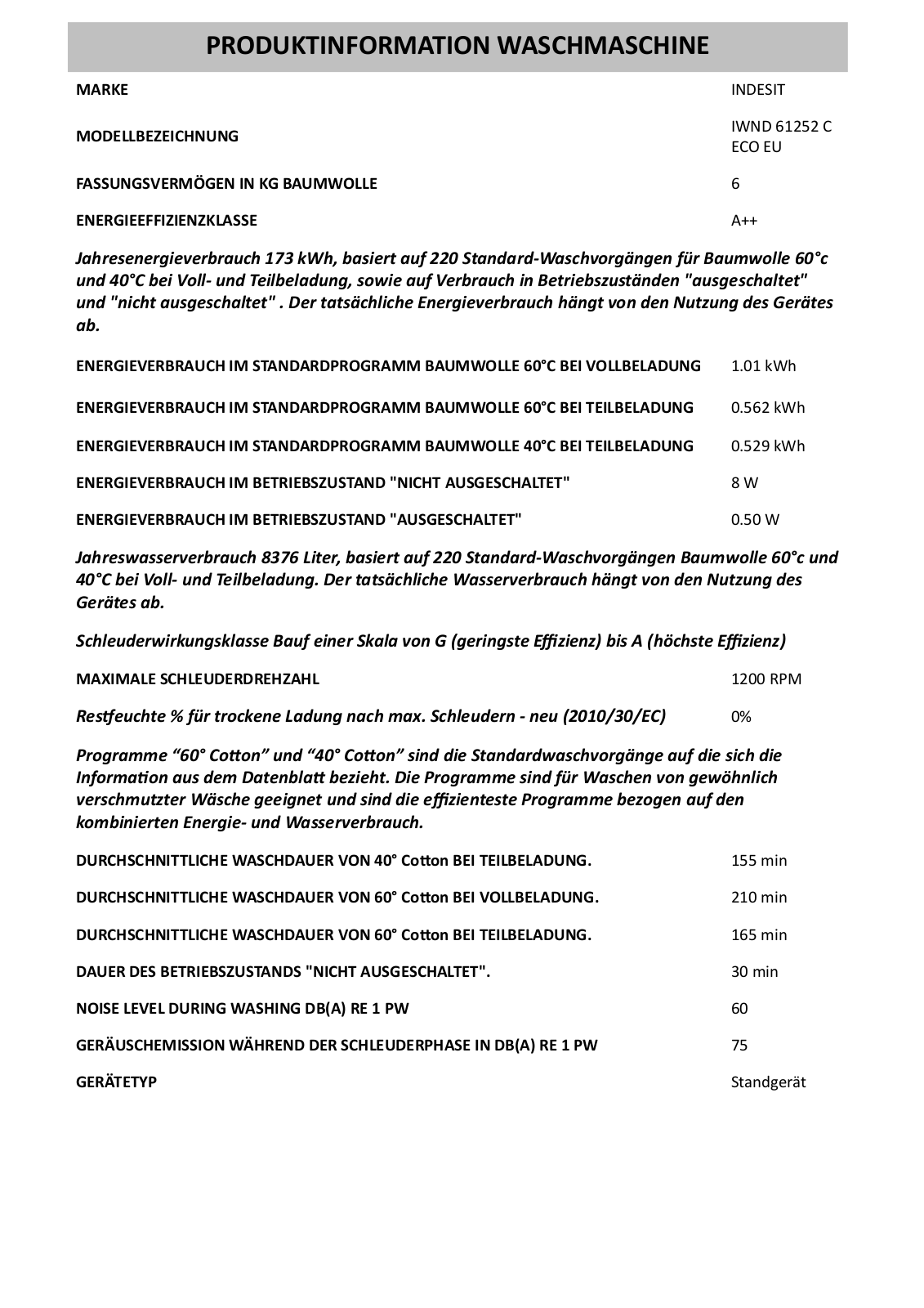 Indesit IWND 61252 C Eco Service Manual