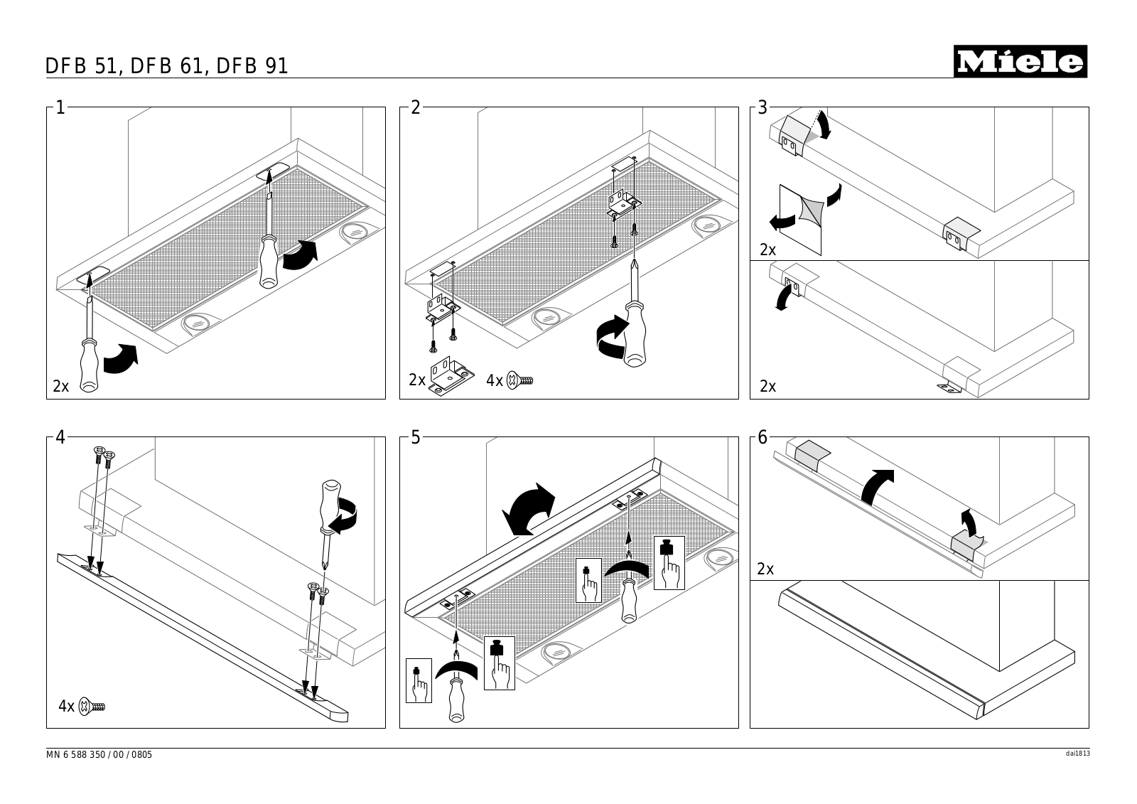 Miele DFB 51, DFB 61, DFB 91 assembly instruction