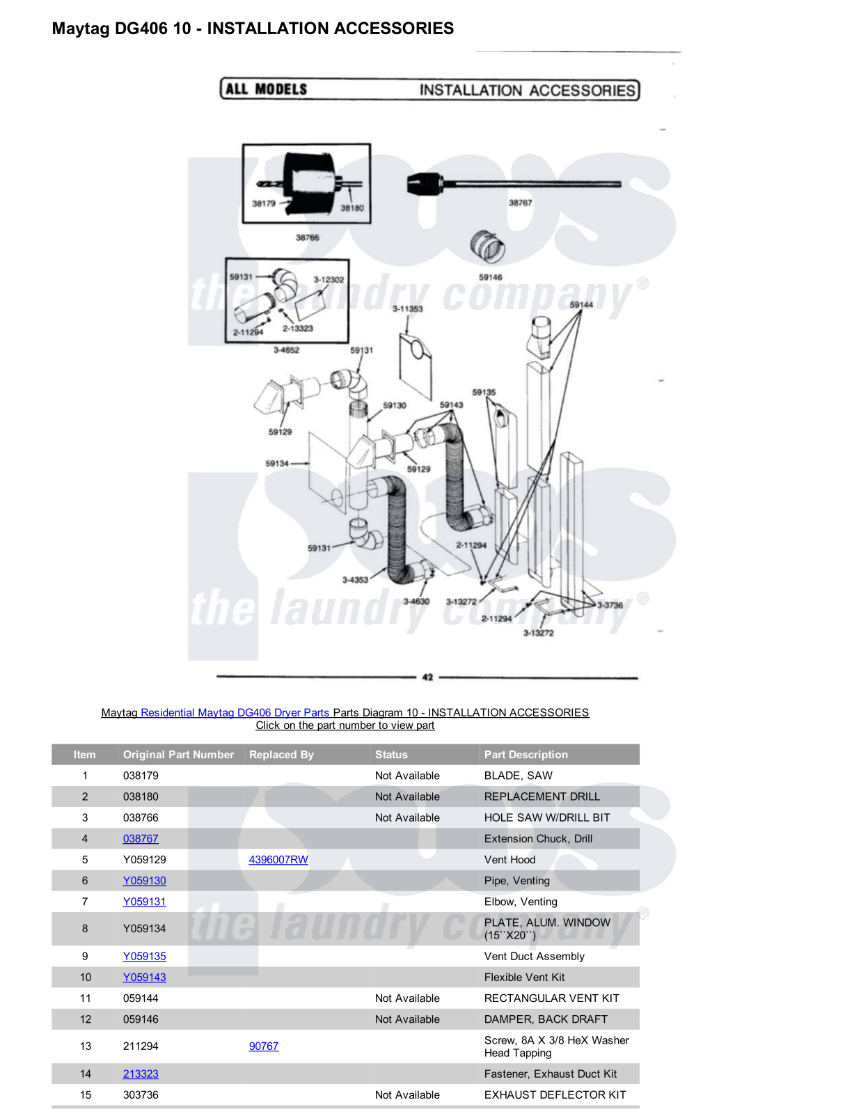 Maytag DG406 Parts Diagram