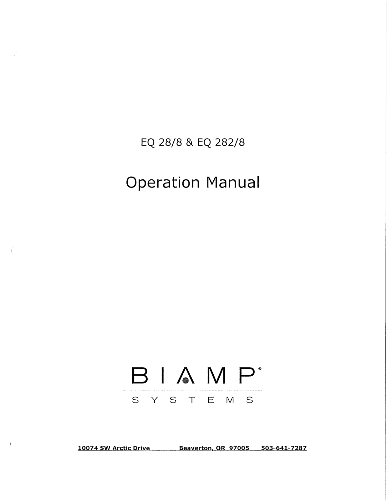 Biamp EQ 28-8, EQ 282-8 User Manual