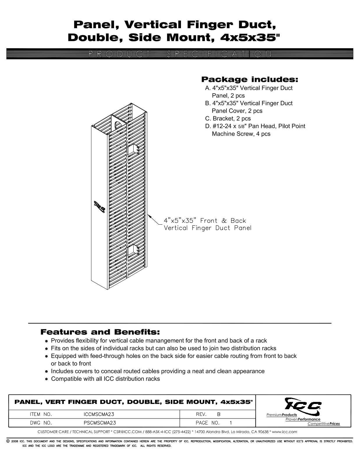 ICC ICCMSCMA23 Specsheet