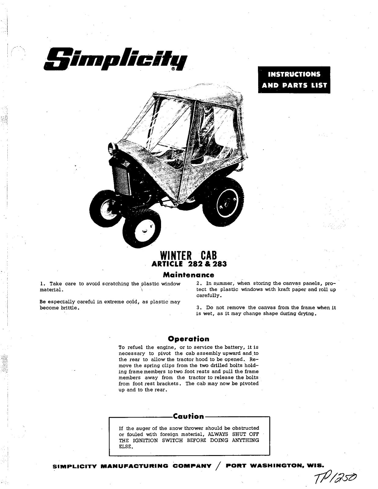 Simplicity 283, 282 User Manual