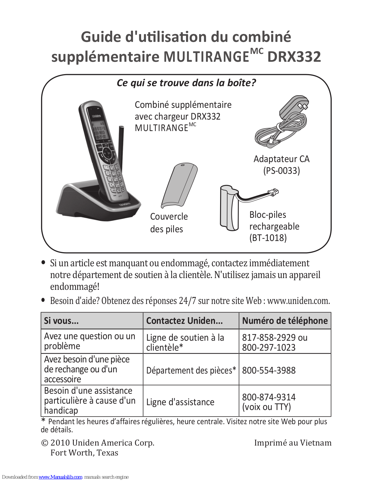 Uniden MULTIRANGE DRX332 Owner's Manual