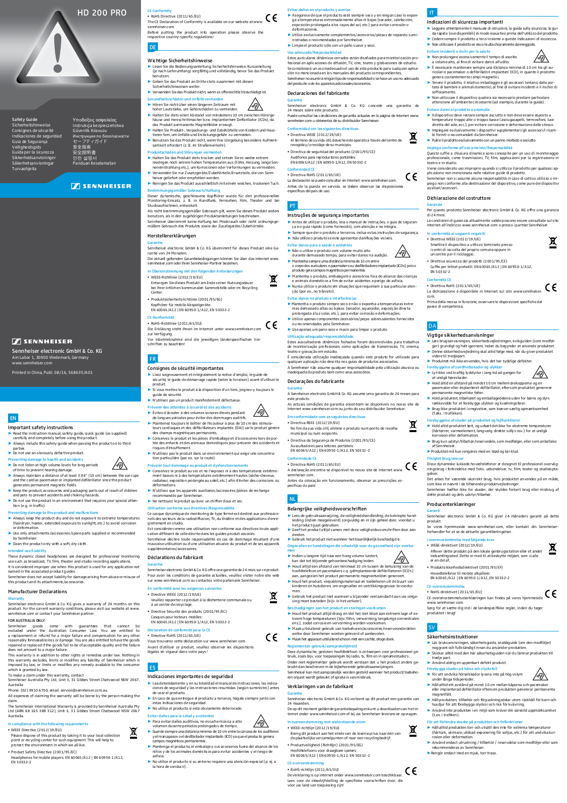 Sennheiser HD 200 Pro User Manual