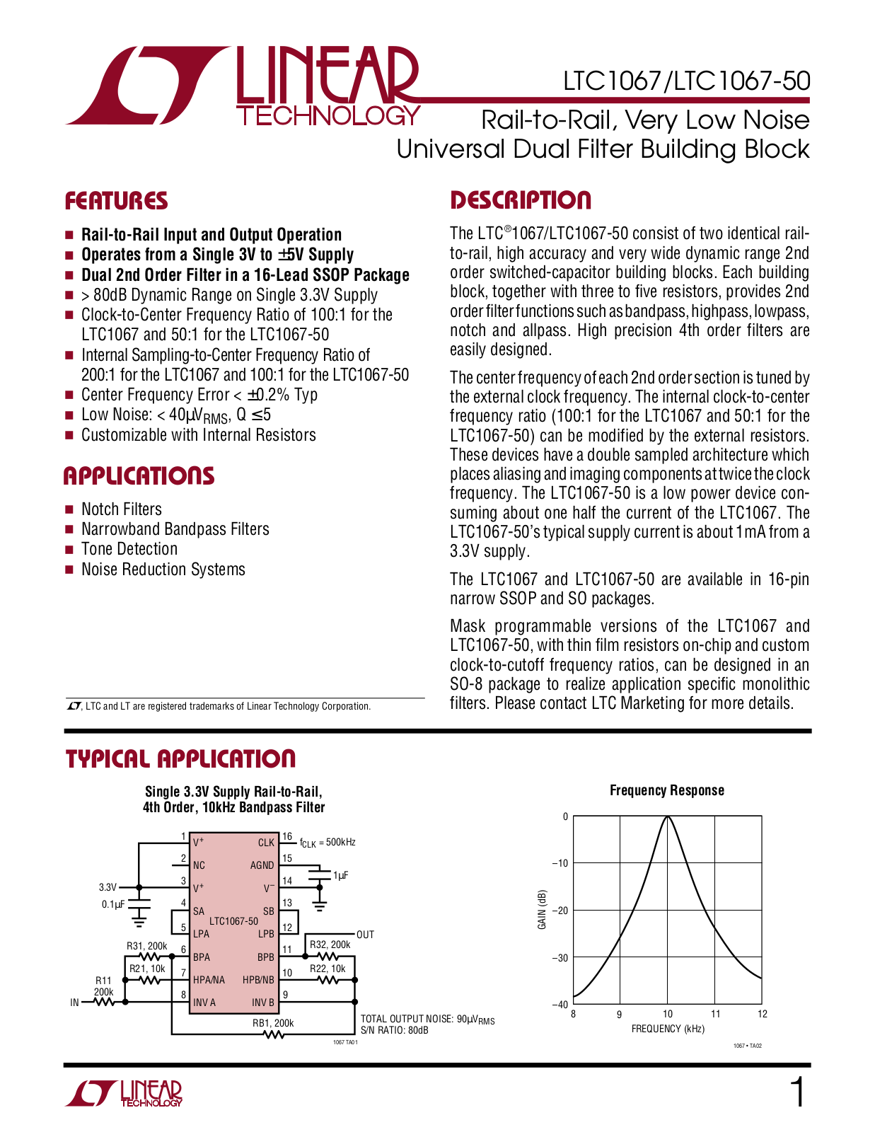 Linear Technology LTC1067-50, LTC1067 Datasheet