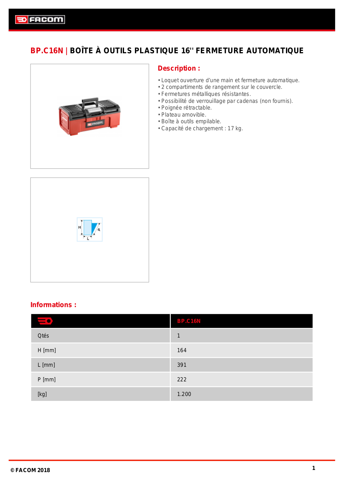Facom BP.C16NPB Specification