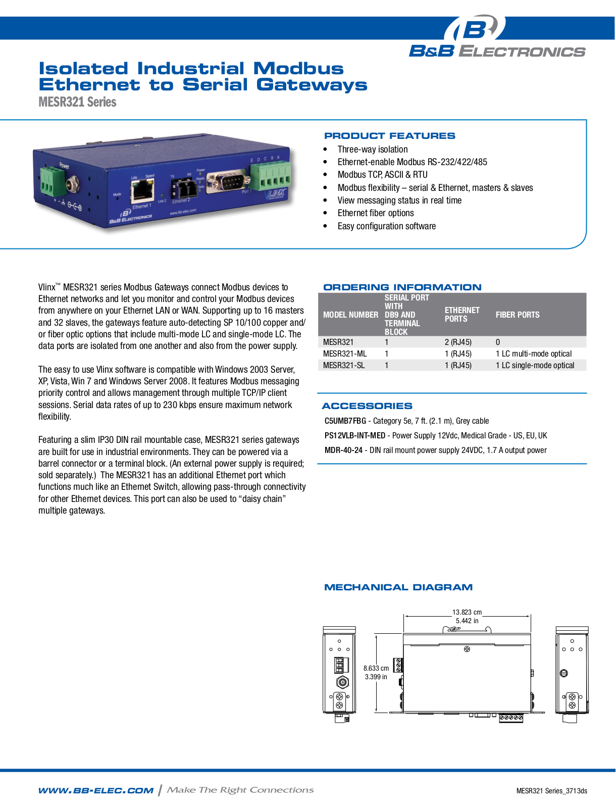 B&B Electronics MESR321-SL-ML Datasheet