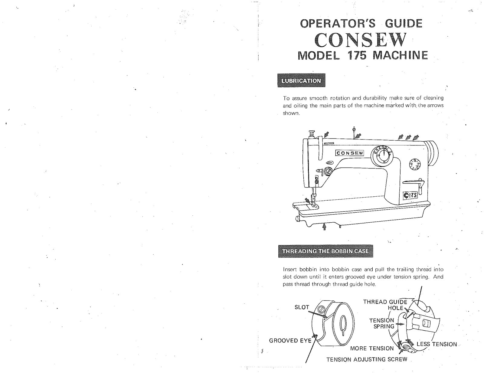 CONSEW 175 Operator Guide