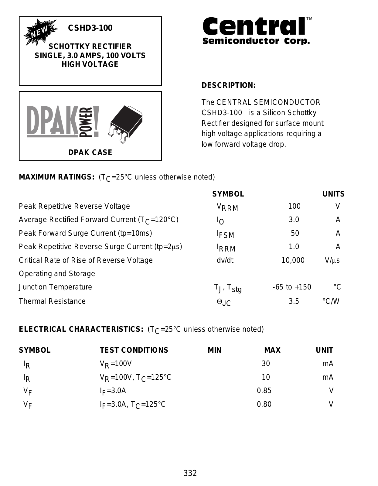 CENTR CSHD3-100 Datasheet