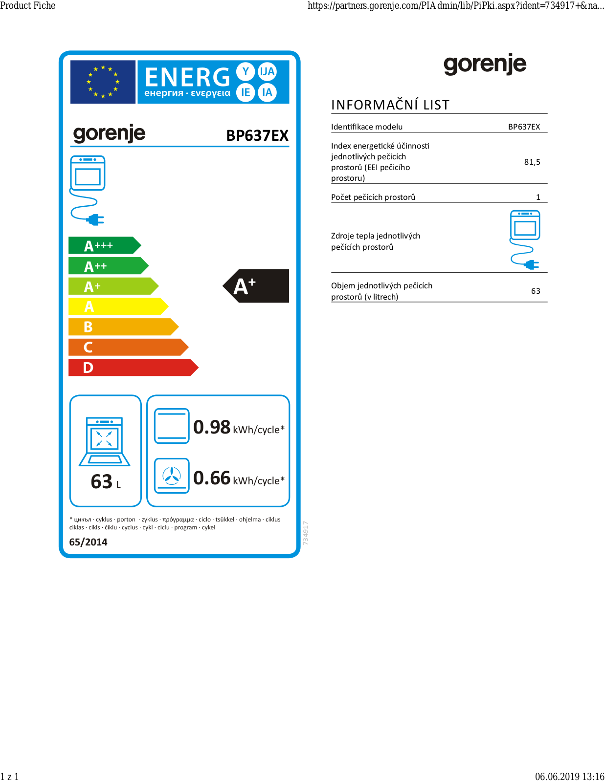 Gorenje BP637EX User Manual